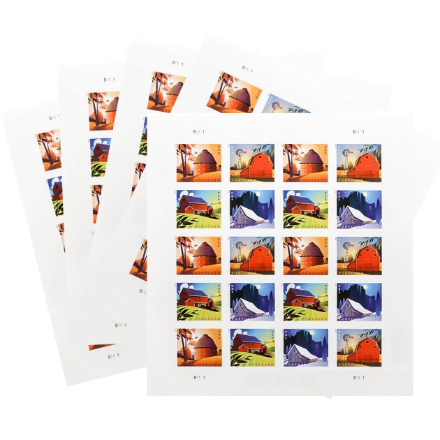 2021 US Barns Postcard Stamps Panes