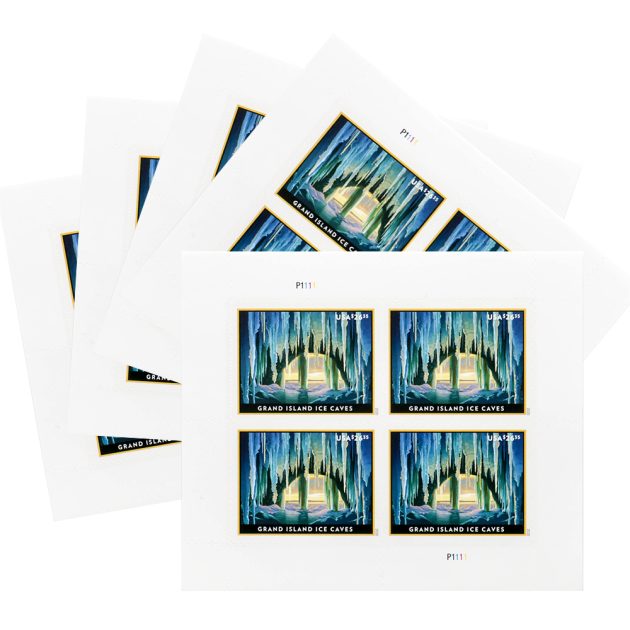 2020 US Grand Island Ice Caves Express Mail Pane of Four Stamps